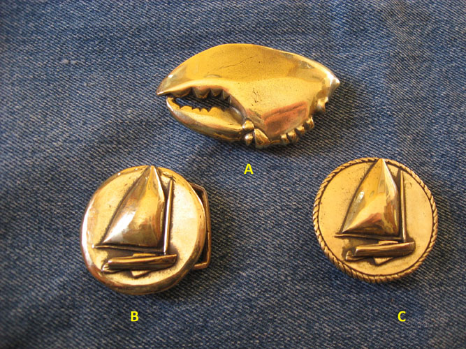 Three Rescued Brass Buckles